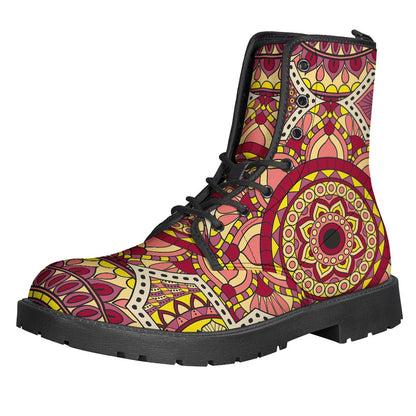 Sangria Mandala Bohemian Leather Boots - Step Out in Hippie Style - 1