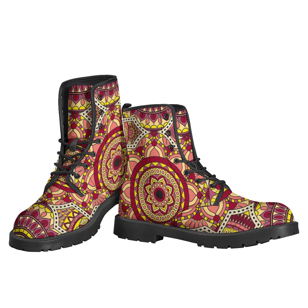 Sangria Mandala Bohemian Leather Boots - Step Out in Hippie Style - 3