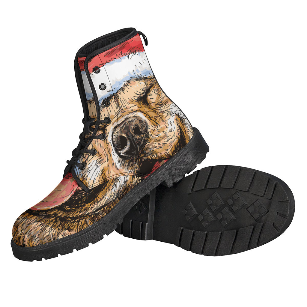 Santa Labrador Retriever Print Leather Boots: A Groovy Addition to Your Hippie Style - 2