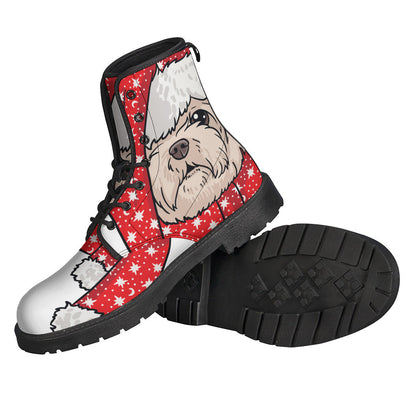 Groovy Santa Shih Tzu Leather Lightweight Boots for Hipsters - 2