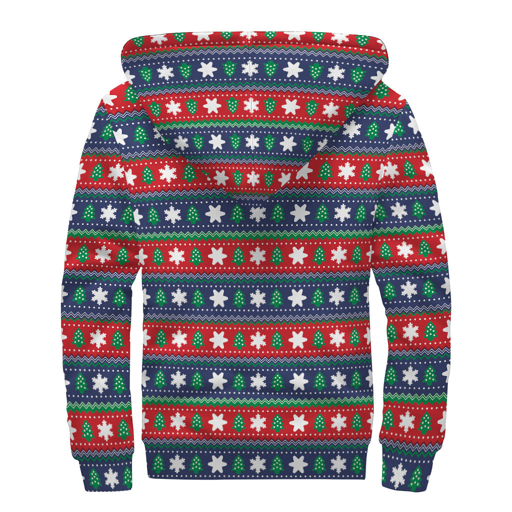 Boho Bliss: Hippies Sherpa Lined Zip Up Hoodie with Scandinavian Christmas Pattern Print - 2