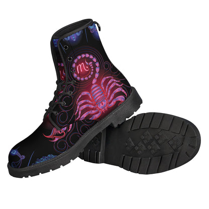 Groovy Scorpio and Astrological Signs Print Leather Boots for the Free-Spirited Hippie - 2