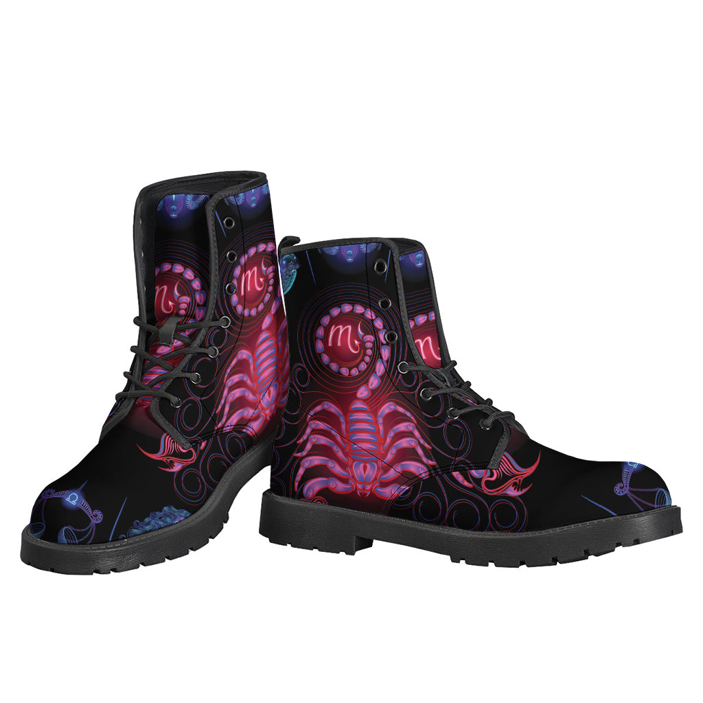 Groovy Scorpio and Astrological Signs Print Leather Boots for the Free-Spirited Hippie - 3