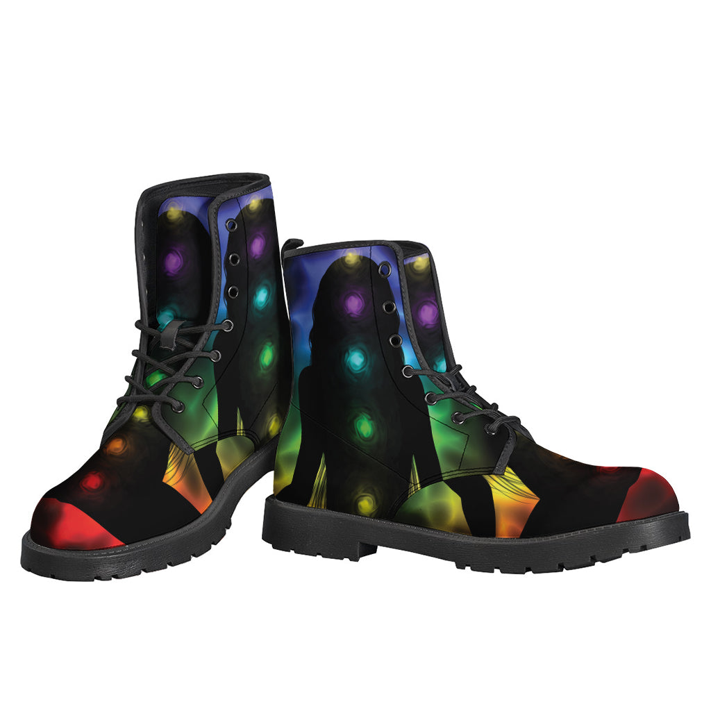 Seven Chakras Aura Print Hippie Boots: Embrace Your Bohemian Style - 3