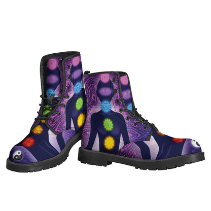 Seven Chakras Mandala Print Leather Boots for the Free-Spirited Hippie - 3