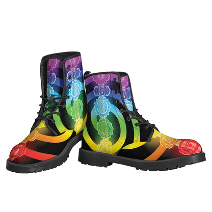 Rainbow of Life Leather Lightweight Boots for Free-Spirited Hippies - 3