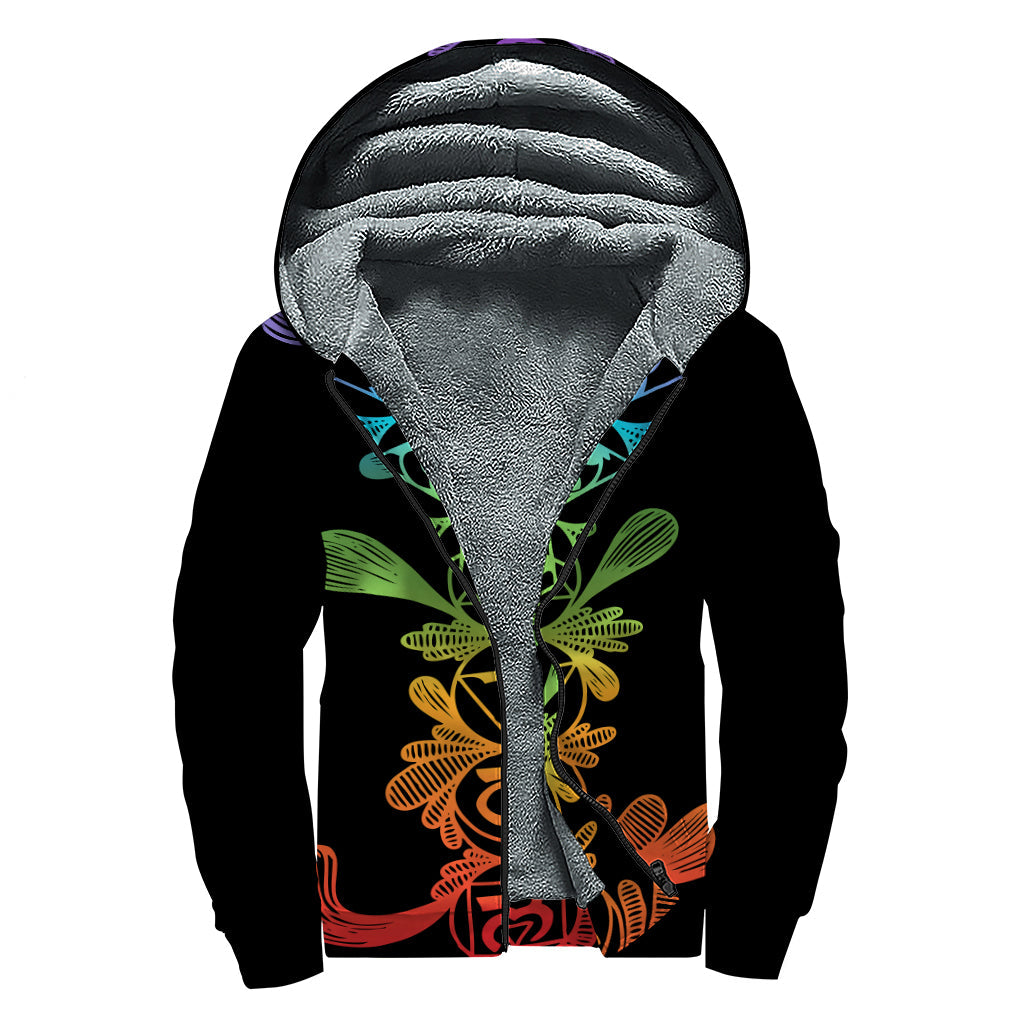 Seven Chakras Sherpa Lined Zip Up Hoodie: Embrace Your Inner Hippie Style - 1