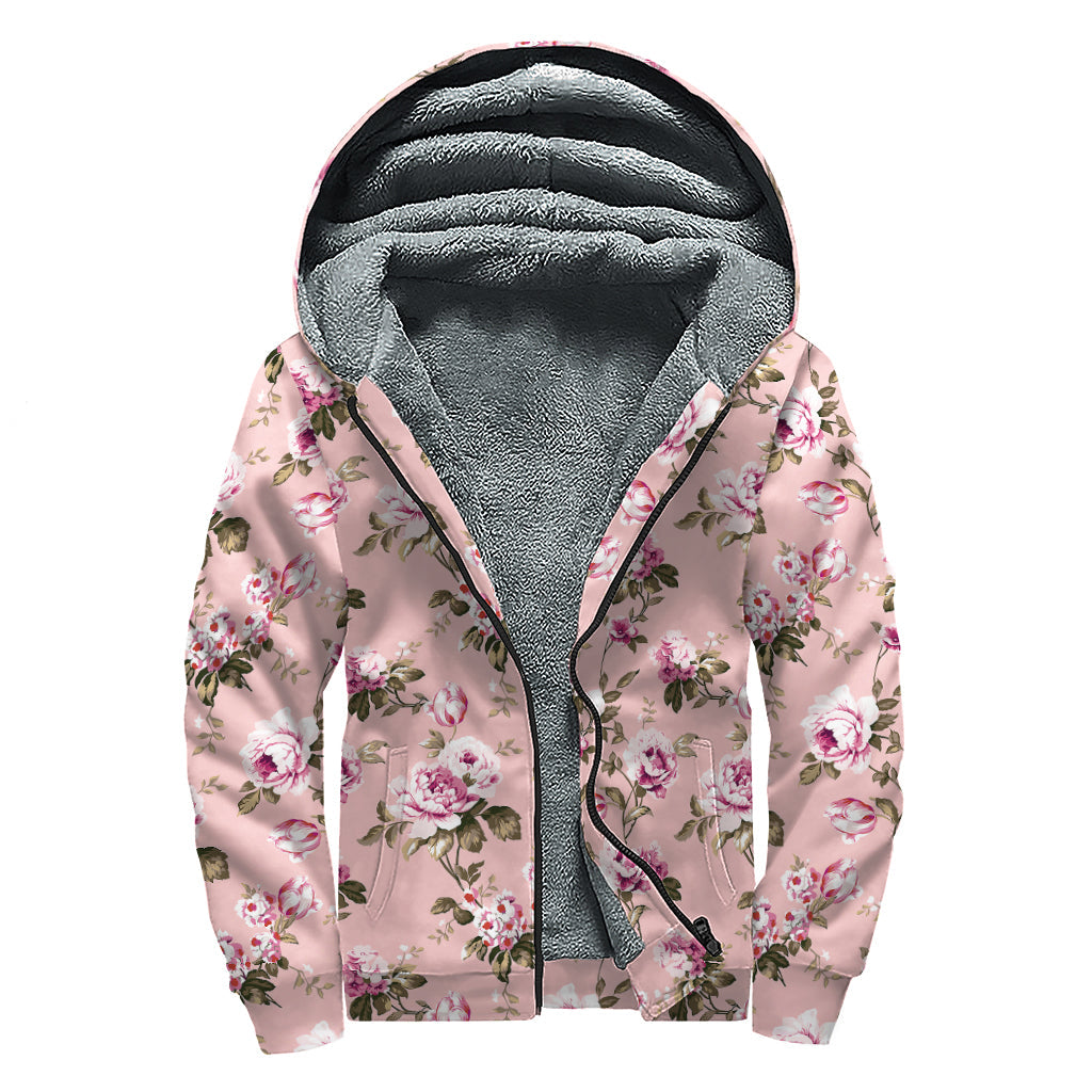 Floral Bliss: Embrace Hippie Style with this Sherpa Lined Zip Up Hoodie - 1