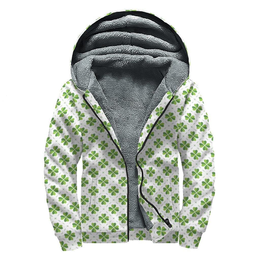 Shamrock Dreams: Saint Patrick's Day Hippies Sherpa Lined Zip Up Hoodie - 1