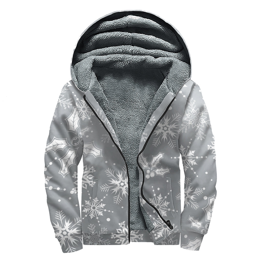 Silver and White Snowflake Sherpa Zip Up: Cozy Hippie Vibes - 1