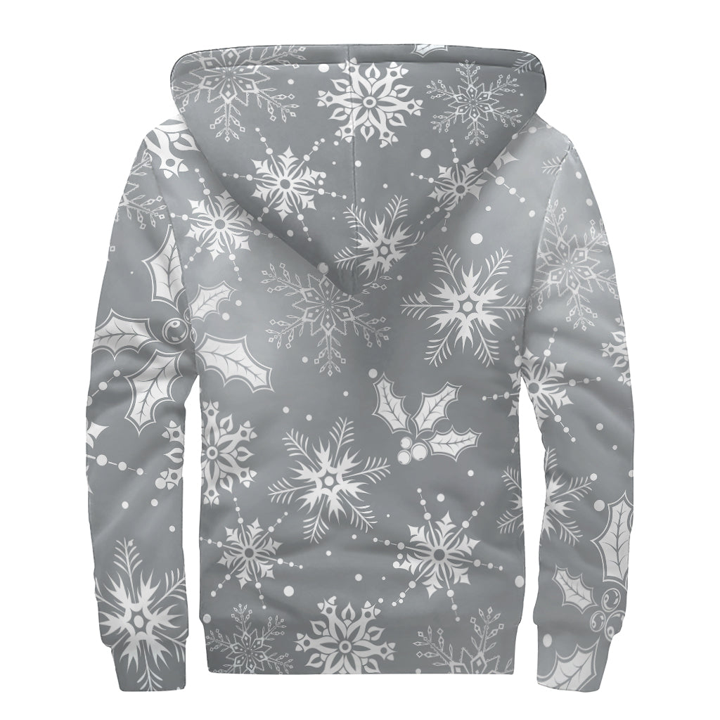 Silver and White Snowflake Sherpa Zip Up: Cozy Hippie Vibes - 2