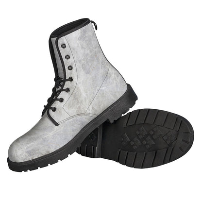 Silver Grey Marble Print Leather Boots for Stylish Hippies - 2