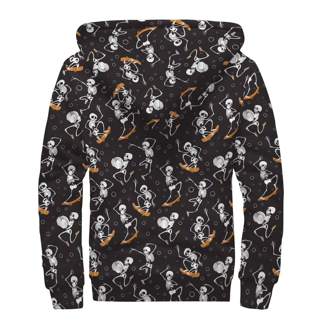 Skateboarding Skeleton Sherpa Lined Zip Up Hoodie - Embrace Your Hippie Style - 2