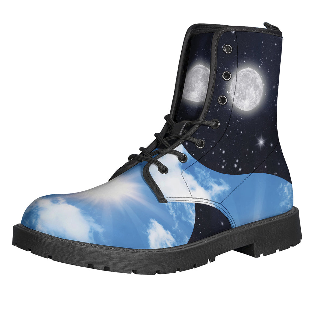 Sky and Space Yin Yang Leather Boots for the Free-Spirited Hippie - 1