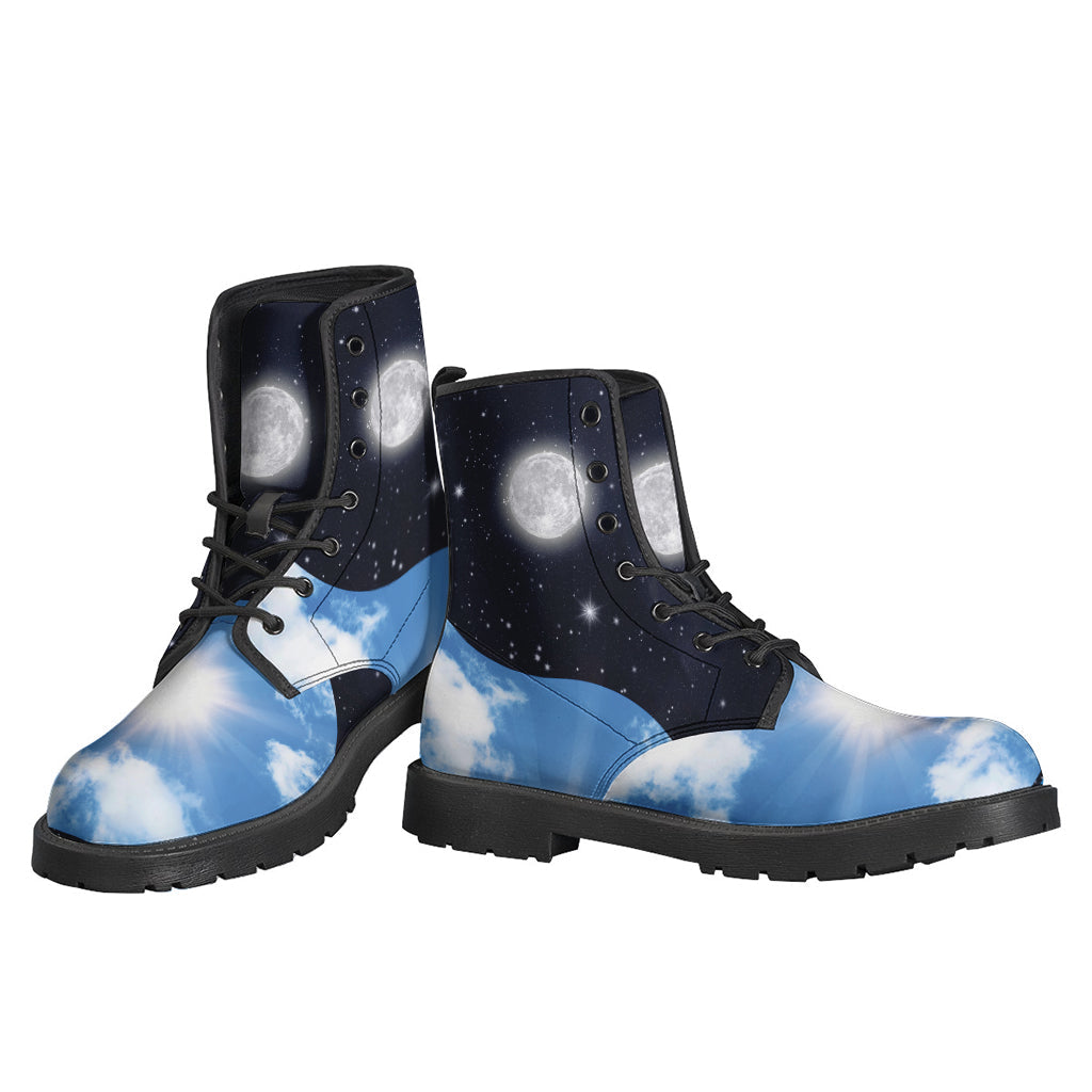 Sky and Space Yin Yang Leather Boots for the Free-Spirited Hippie - 3