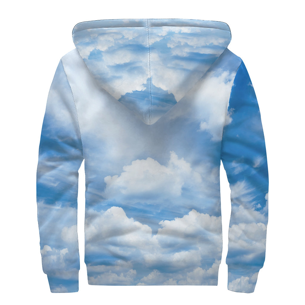 Sky Cloud Print Sherpa Lined Zip Up Hoodie for Trendy Hippies - 2