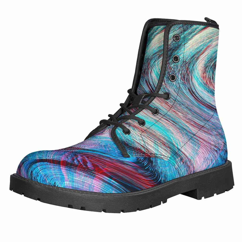 Groovy Vibes: Psychedelic Print Leather Boots for Stylish Hippies - 1