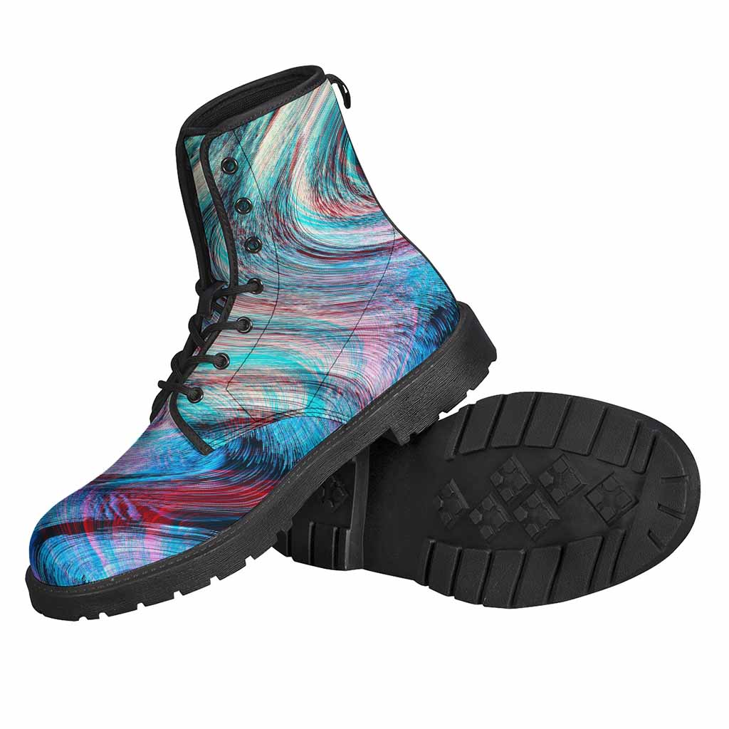 Groovy Vibes: Psychedelic Print Leather Boots for Stylish Hippies - 2