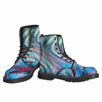 Groovy Vibes: Psychedelic Print Leather Boots for Stylish Hippies - 3