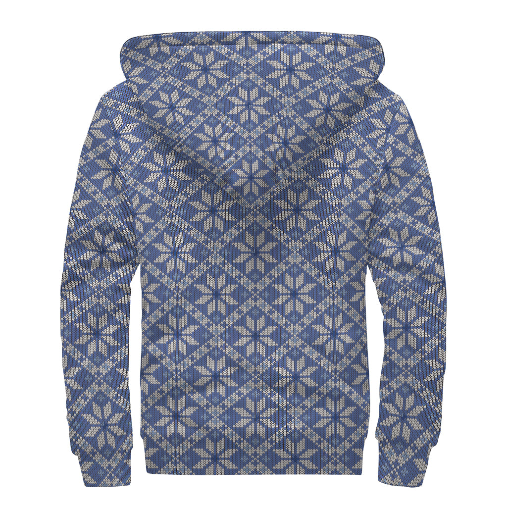 Snowflakes Knitted Sherpa Style: Stay Cozy in the Lined Zip Up Hoodie - 2