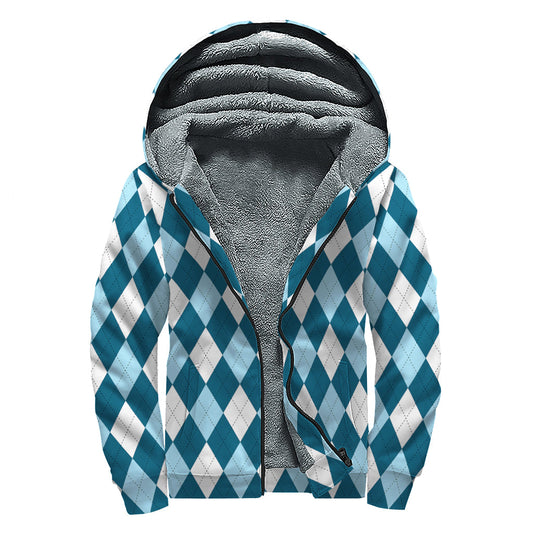 Groovy in Blue: Soft Blue Sherpa Lined Zip Up Hoodie for Peace-Loving Hippies - 1