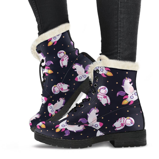 Spacey and Stylish: Faux Fur Leather Boots for Groovy Hippies - 1