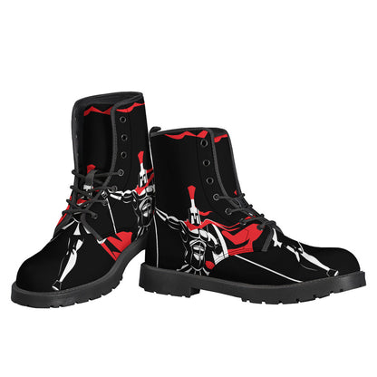 Spartan Warrior Print Leather Boots for the Free-Spirited Hippie Style - 3