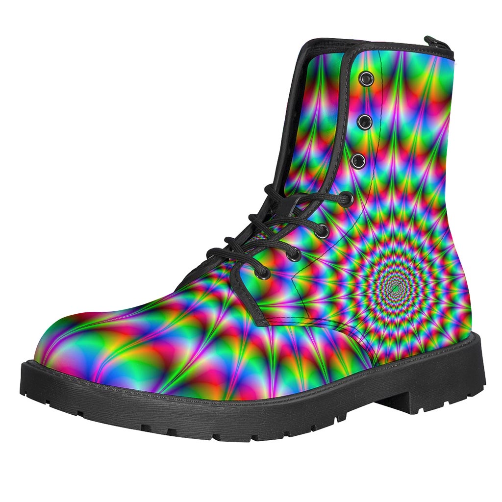 Spike-Eyed Psychedelic Illusion Leather Boots for Groovy Hippies - 1