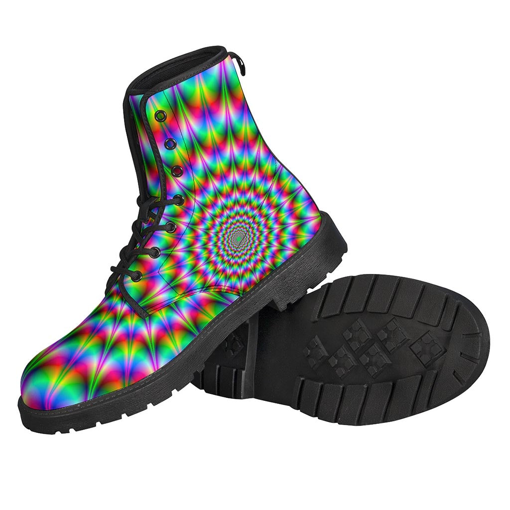 Spike-Eyed Psychedelic Illusion Leather Boots for Groovy Hippies - 2