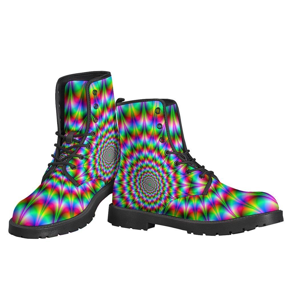 Spike-Eyed Psychedelic Illusion Leather Boots for Groovy Hippies - 3