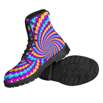 Spiral Colors Moving Optical Illusion Leather Boots: A Hippie's Dream - 2