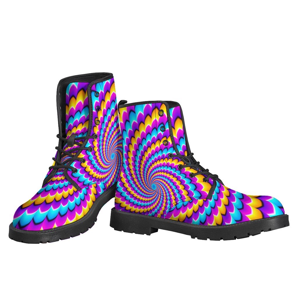 Spiral Colors Moving Optical Illusion Leather Boots: A Hippie's Dream - 3