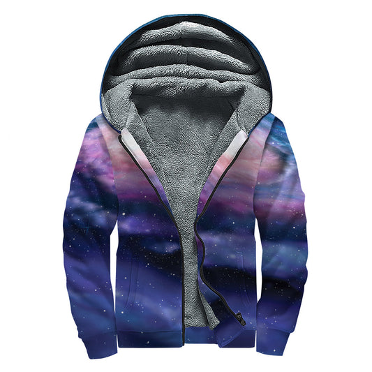 Spiral Milky Way Dreamer Sherpa Lined Zip Up Hoodie - 1