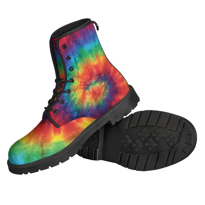 Spiral Tie-Dye Leather Boots: Walk in Hippie Style - 2