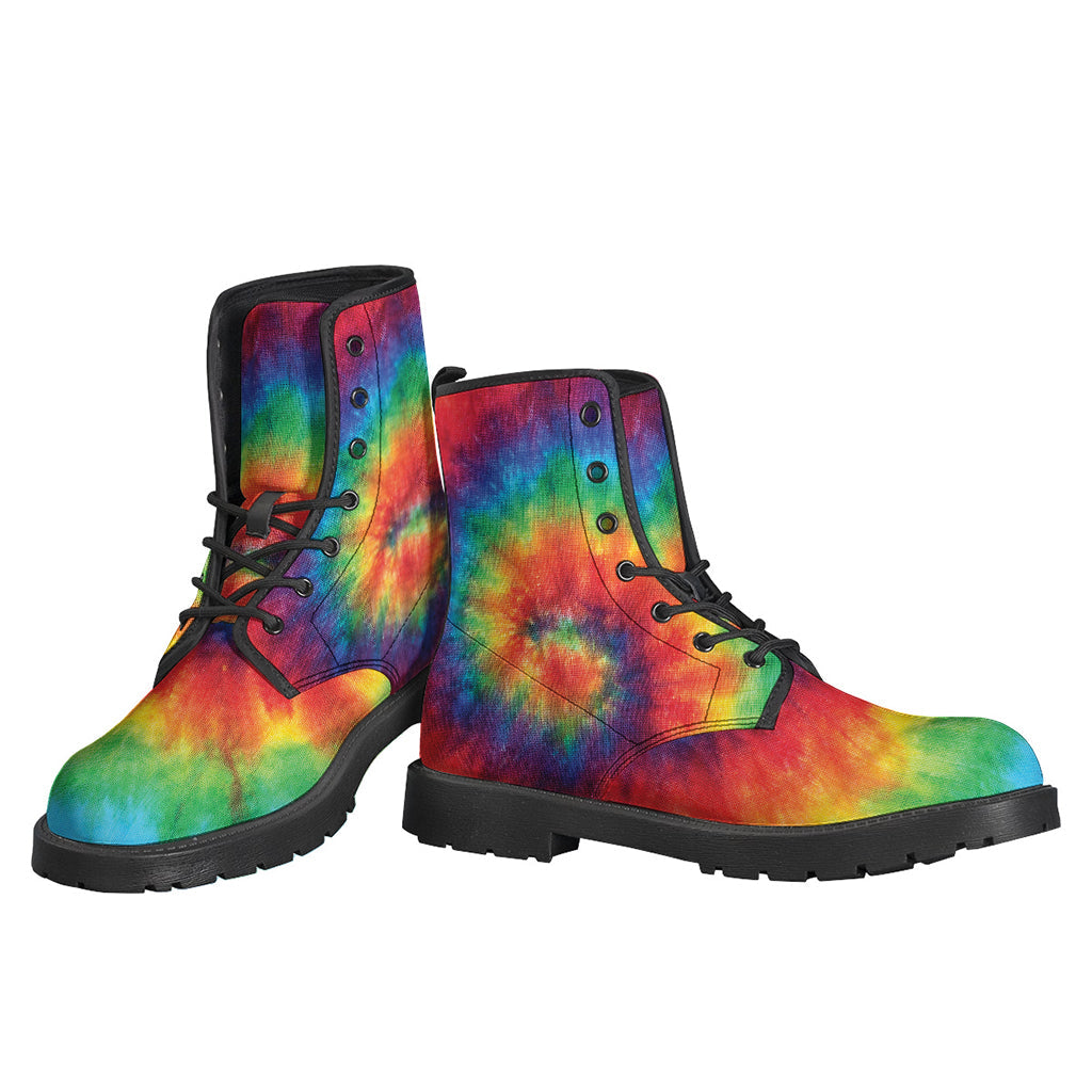 Spiral Tie-Dye Leather Boots: Walk in Hippie Style - 3