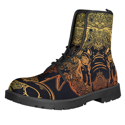 Spiritual Elephant Mandala Leather Boots for Hippie Souls - 1