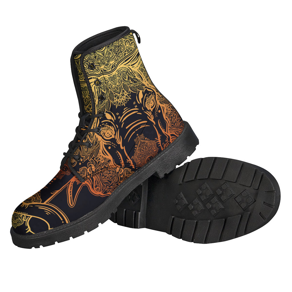 Spiritual Elephant Mandala Leather Boots for Hippie Souls - 2