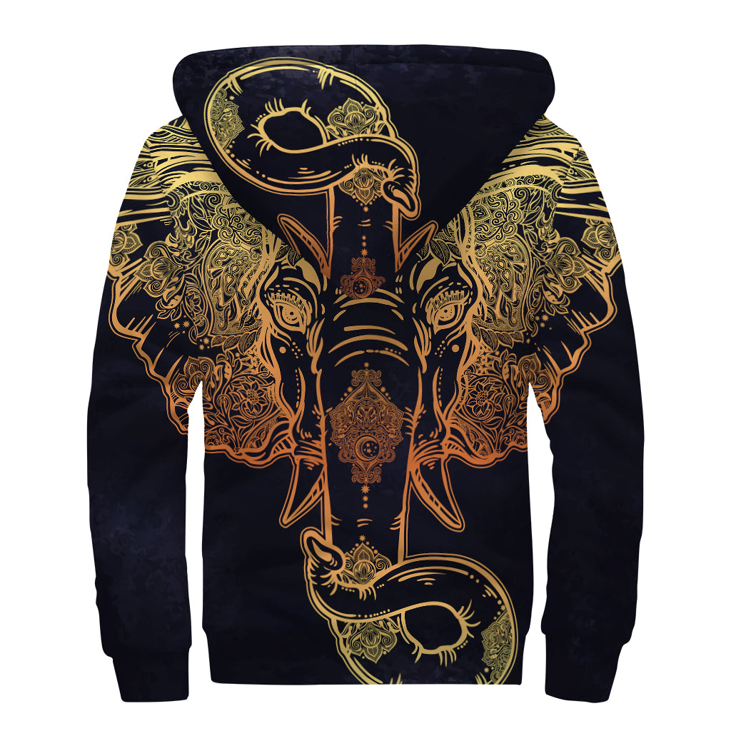 Bohemian Bliss Sherpa Lined Zip Up Hoodie - Spiritual Elephant Mandala Print - 2