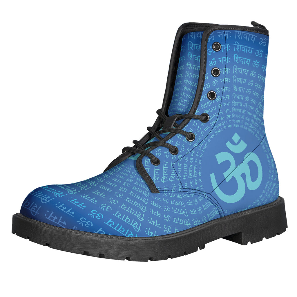 Spiritual Om Symbol Leather Boots for the Free-Spirited Hippie - 1