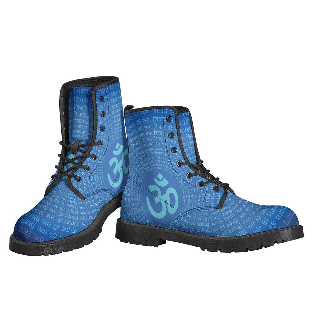 Spiritual Om Symbol Leather Boots for the Free-Spirited Hippie - 3