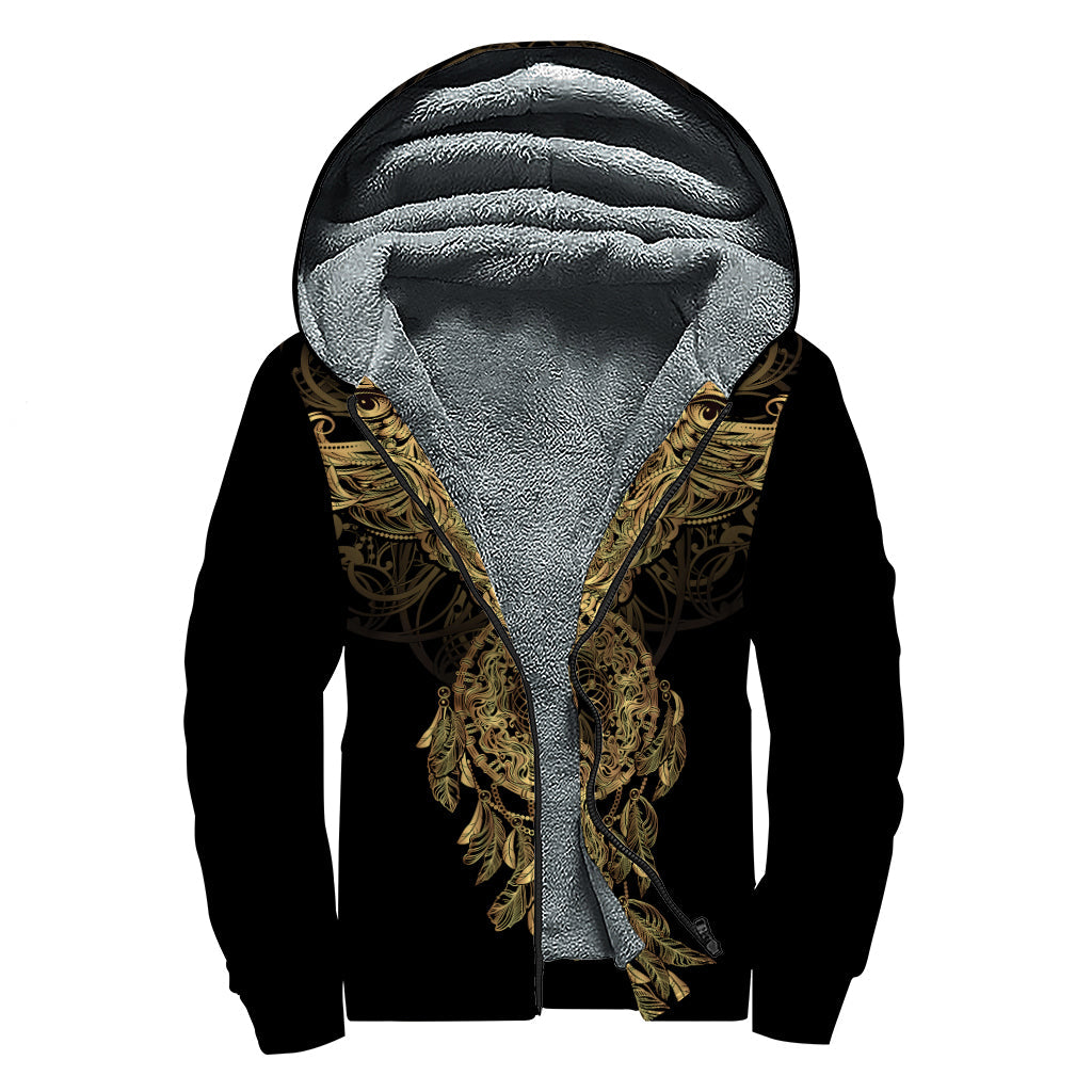 Spiritual Owl Dreamcatcher Hippies Sherpa Lined Zip Up Hoodie - 1