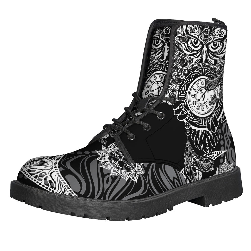 Groovy Owl and Moon Leather Boots for the Modern Hippie - 1