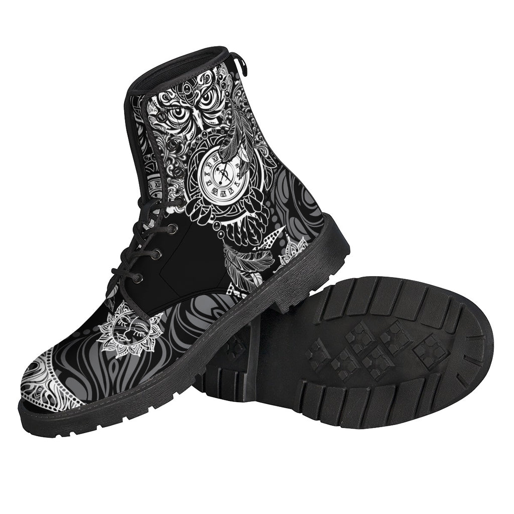 Groovy Owl and Moon Leather Boots for the Modern Hippie - 2