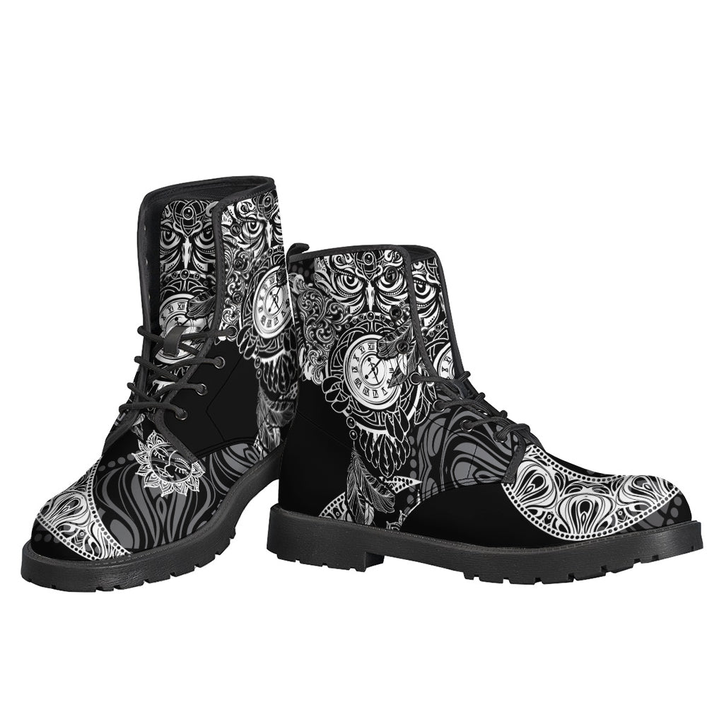 Groovy Owl and Moon Leather Boots for the Modern Hippie - 3