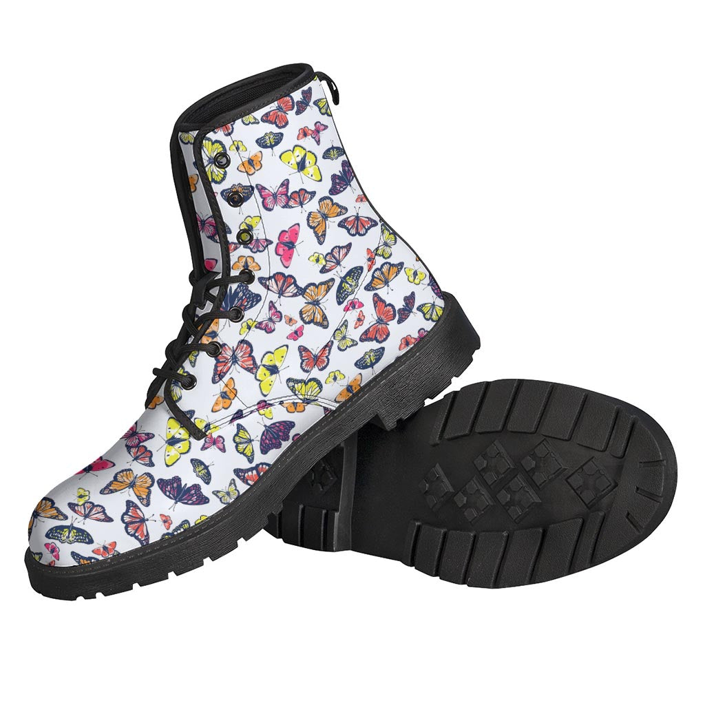 Groovy Butterfly Print Leather Boots for the Free-Spirited Hippie - 2