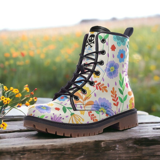 Emerald Blossoms - Spring & Flowers / Gothic, Punk, Combat Boots In Unisex