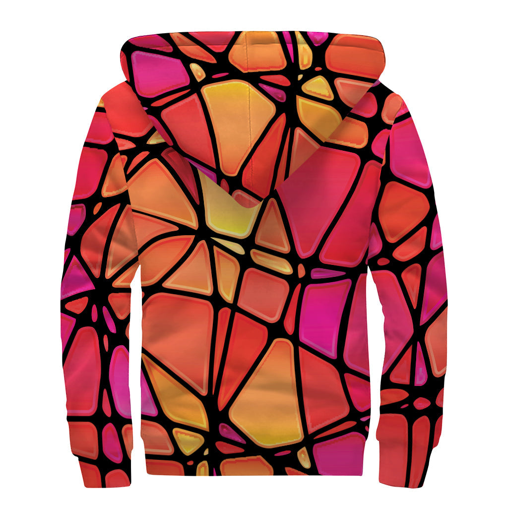 Psychedelic Stained Glass Sherpa Lined Zip Up Hoodie - 2