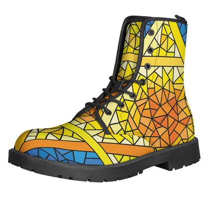 Stained Glass Star of David Leather Boots for the Bohemian Soul - 1