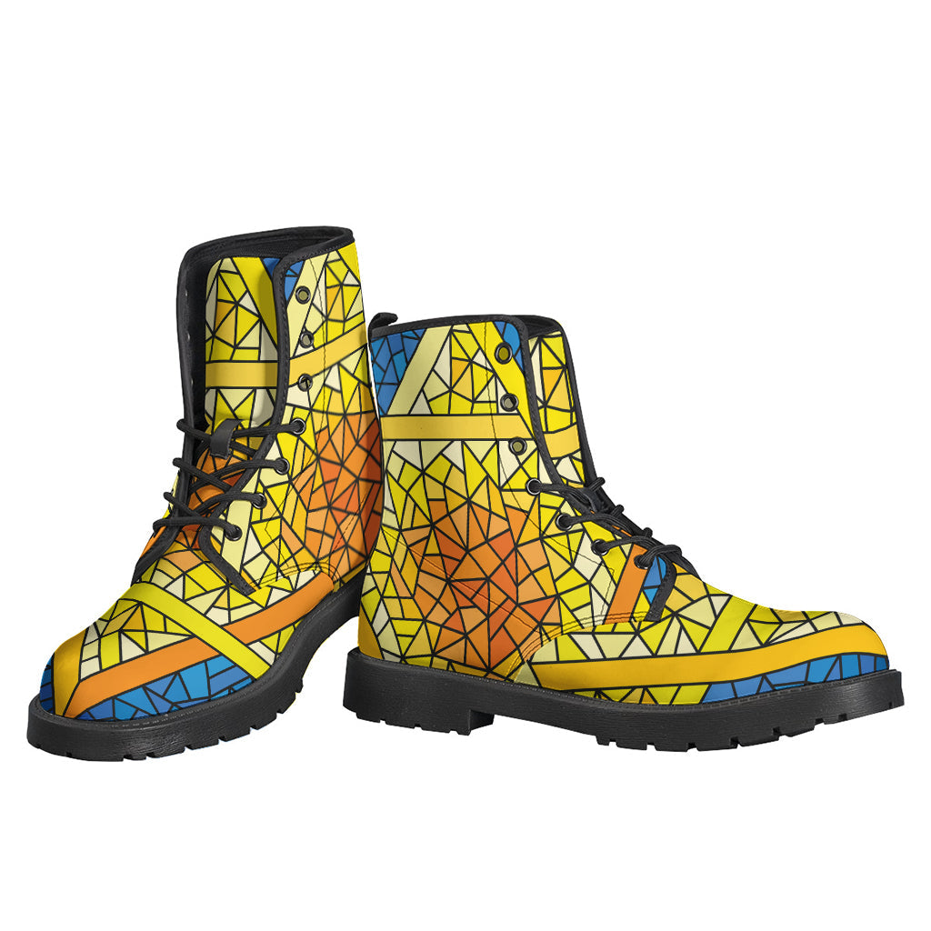 Stained Glass Star of David Leather Boots for the Bohemian Soul - 3