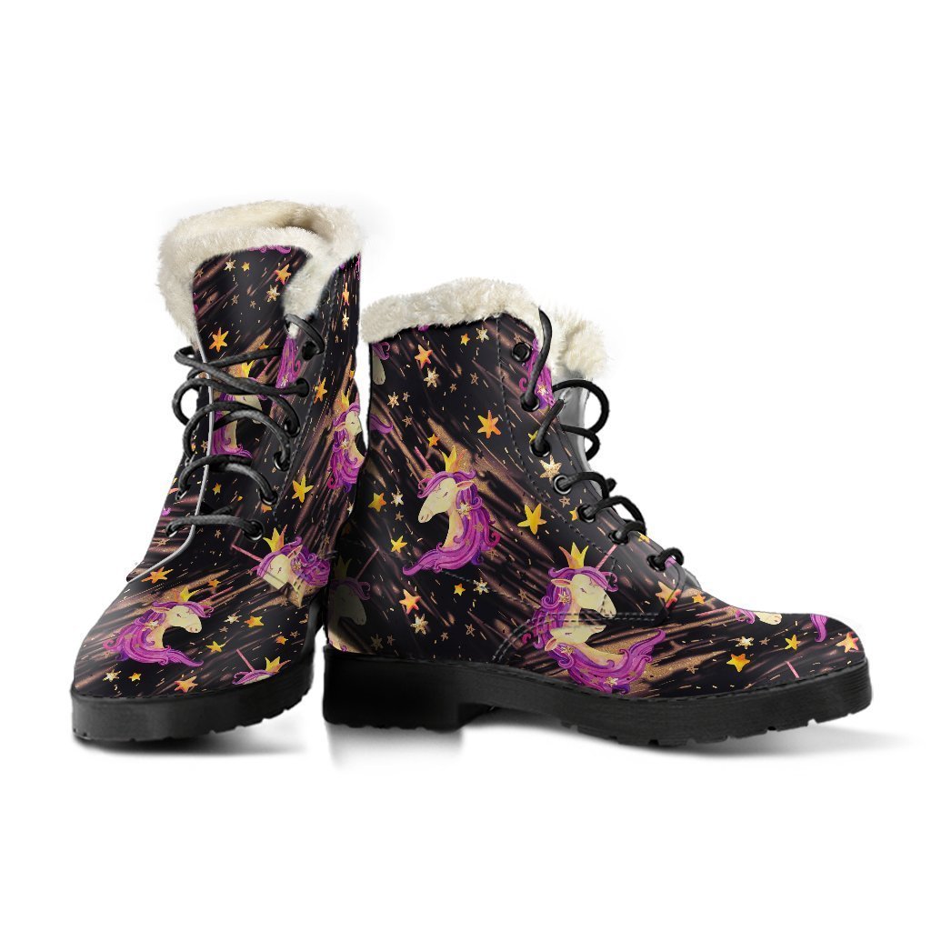 Star Fairy Unicorn Faux Fur Leather Boots - Embrace Your Inner Hippie Style - 3